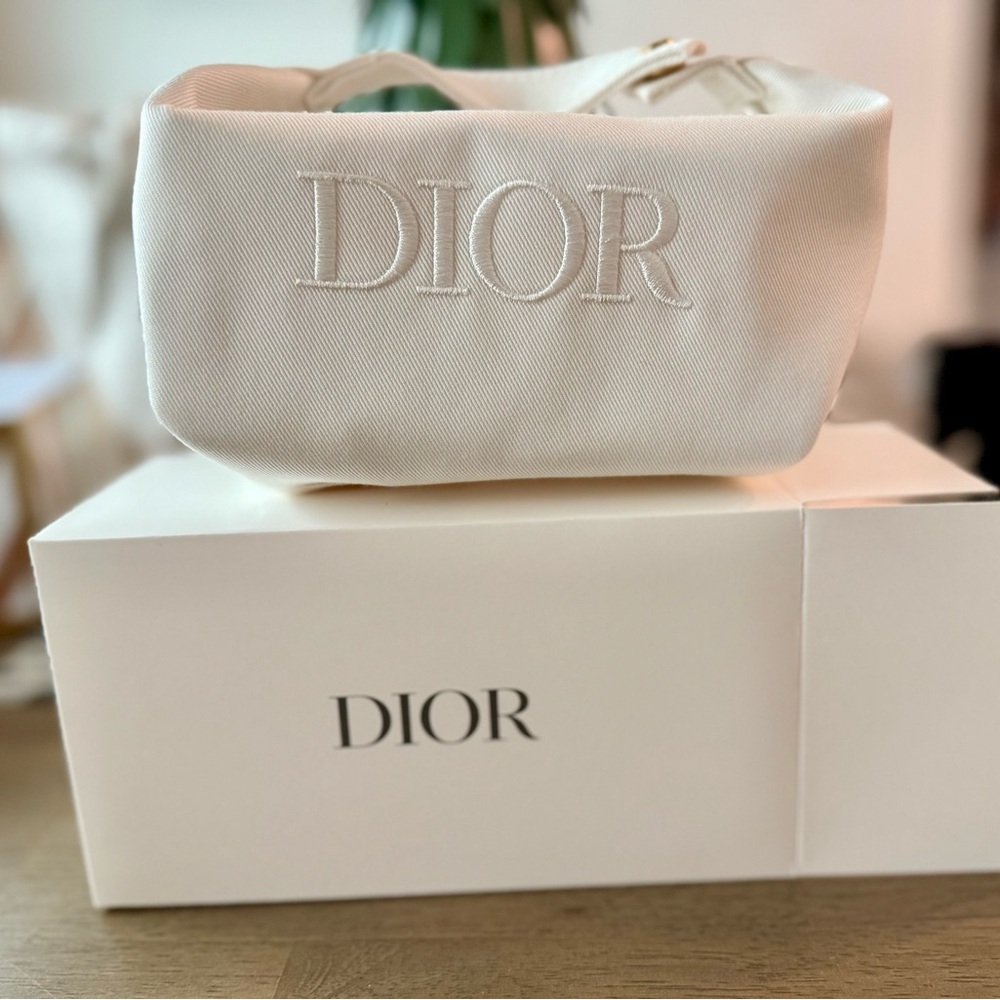 DIOR White Makeup Travel Accessory Bag, New in Box